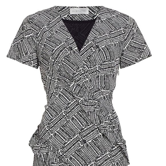 Elie Tahari Alisa 100% Silk Leaf Midi Dress Geo Leaf Print Size 10 NWT - Picture 3 of 5